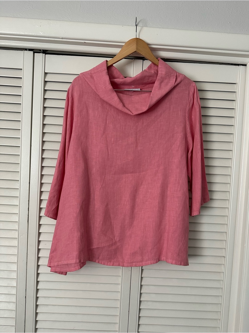 bryn Walker Rose Pink Linen Cowl Neck Tunic EUC